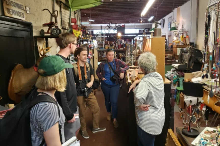 Harlan interns visit downtown business